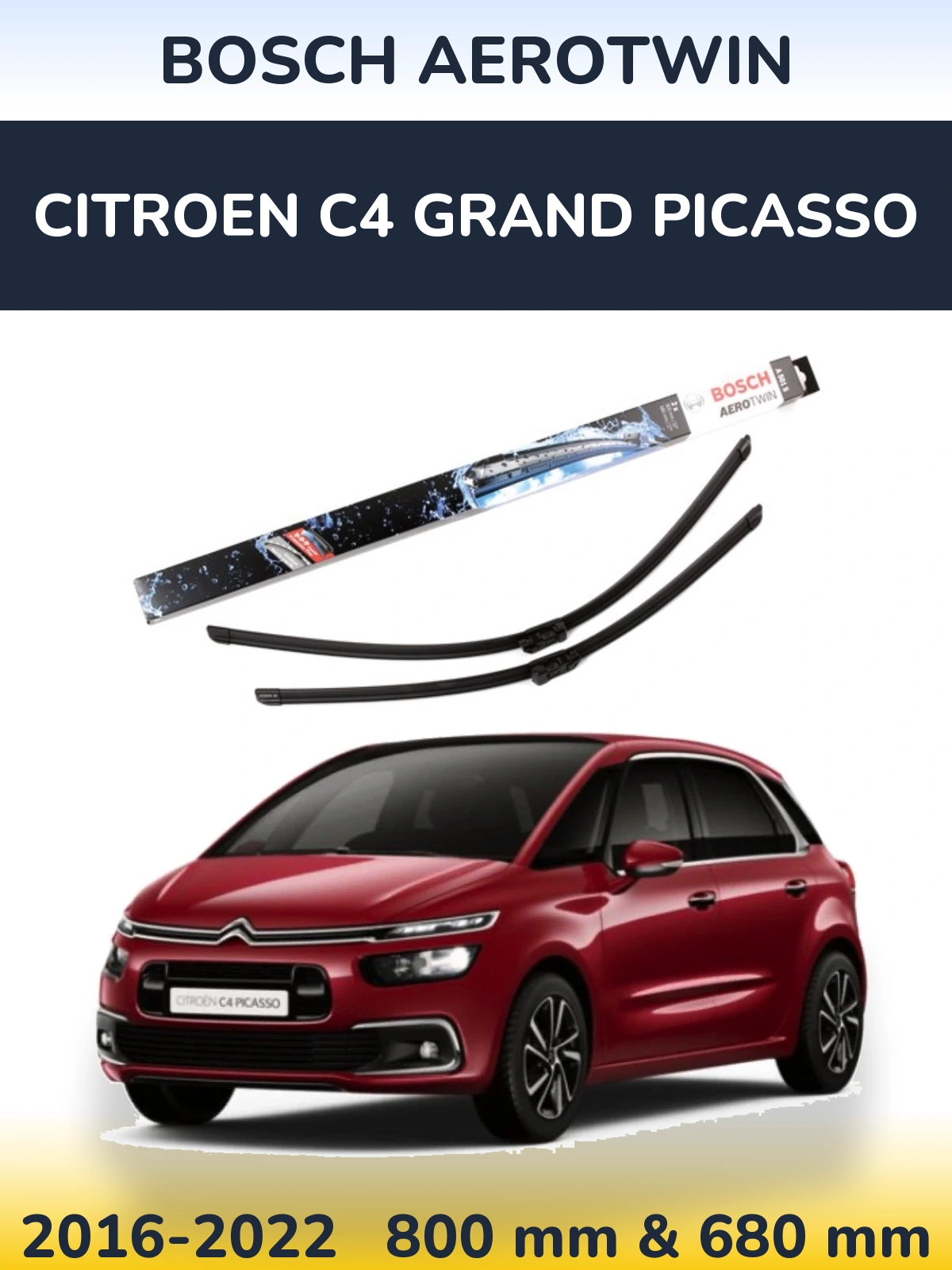 Komplet przednich wycieraczek BOSCH AeroTwin 800 & 680 mm do Citroen C4 Grand Picasso 2016-2022