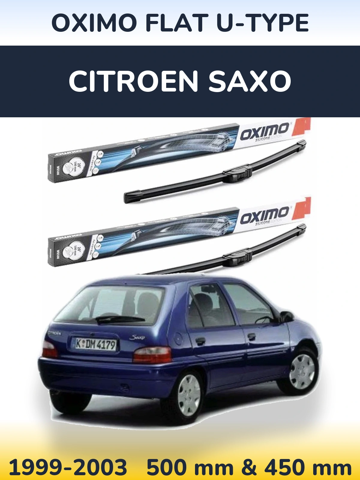 Komplet przednich wycieraczek Oximo Flat U-type 500 & 450 mm do Citroen Saxo 1999-2003