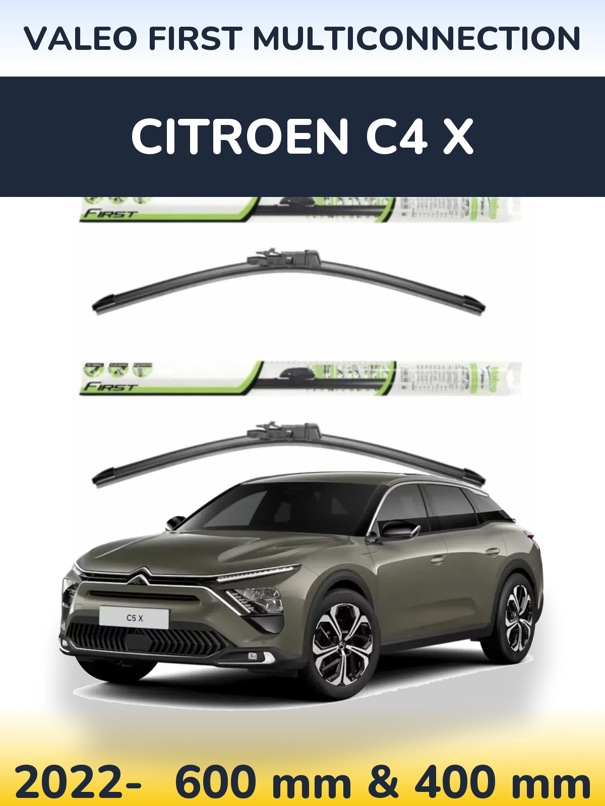 Komplet przednich wycieraczek Valeo First MultiConnection 600 & 400 mm do Citroen C4 X 2022-2026