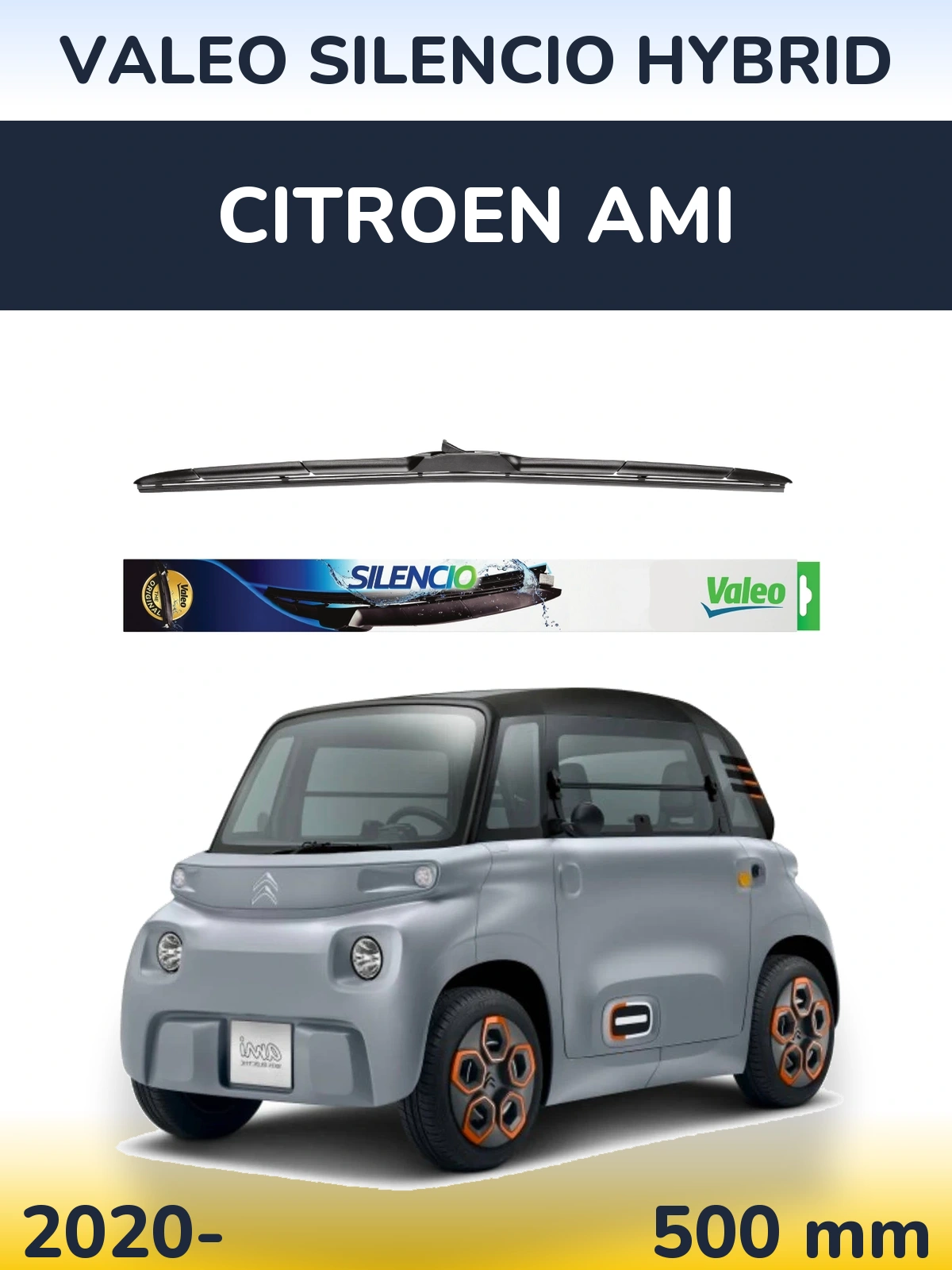Przednia wycieraczka Valeo Silencio Hybrid 500 mm do Citroen Ami 2020-2026