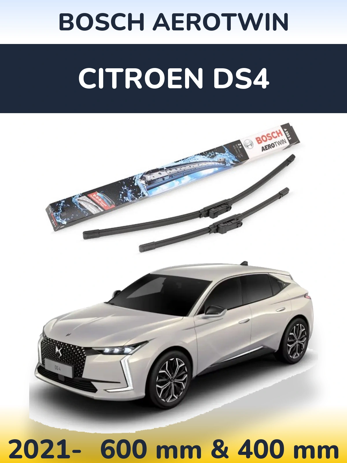 Komplet przednich wycieraczek BOSCH AeroTwin 600 & 400 mm do Citroen DS4 2021-2026