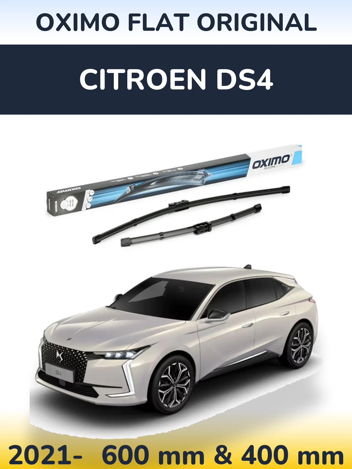 Комплект передних дворников Oximo Flat Original 600 & 400 мм для Citroen DS4 2021-2026
