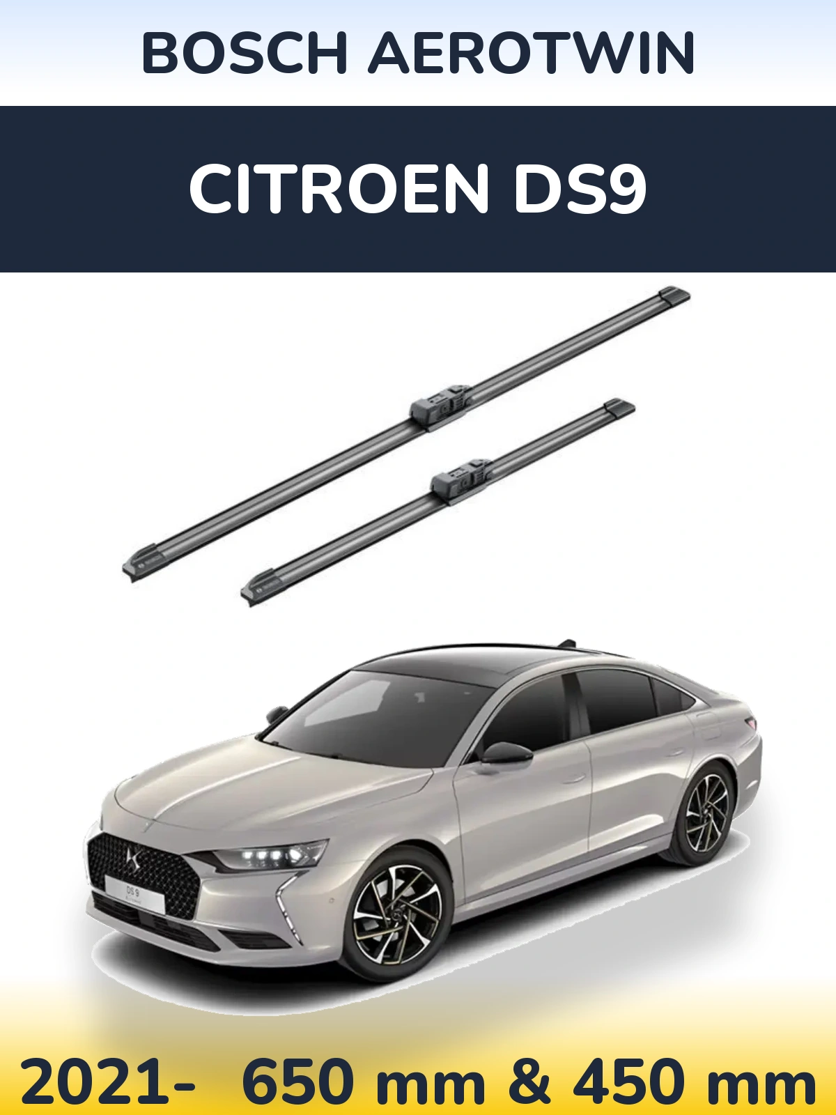 Komplet przednich wycieraczek BOSCH AeroTwin 650 & 450 mm do Citroen DS9 2021-2026