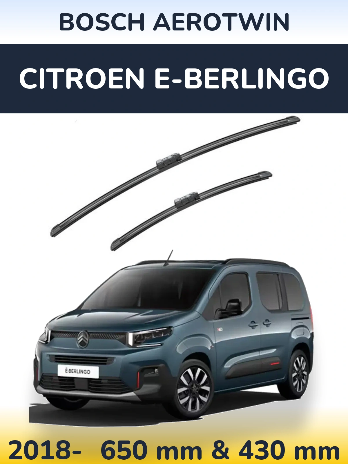 Komplet przednich wycieraczek BOSCH AeroTwin 650 & 430 mm do Citroen e-Berlingo 2018-2026