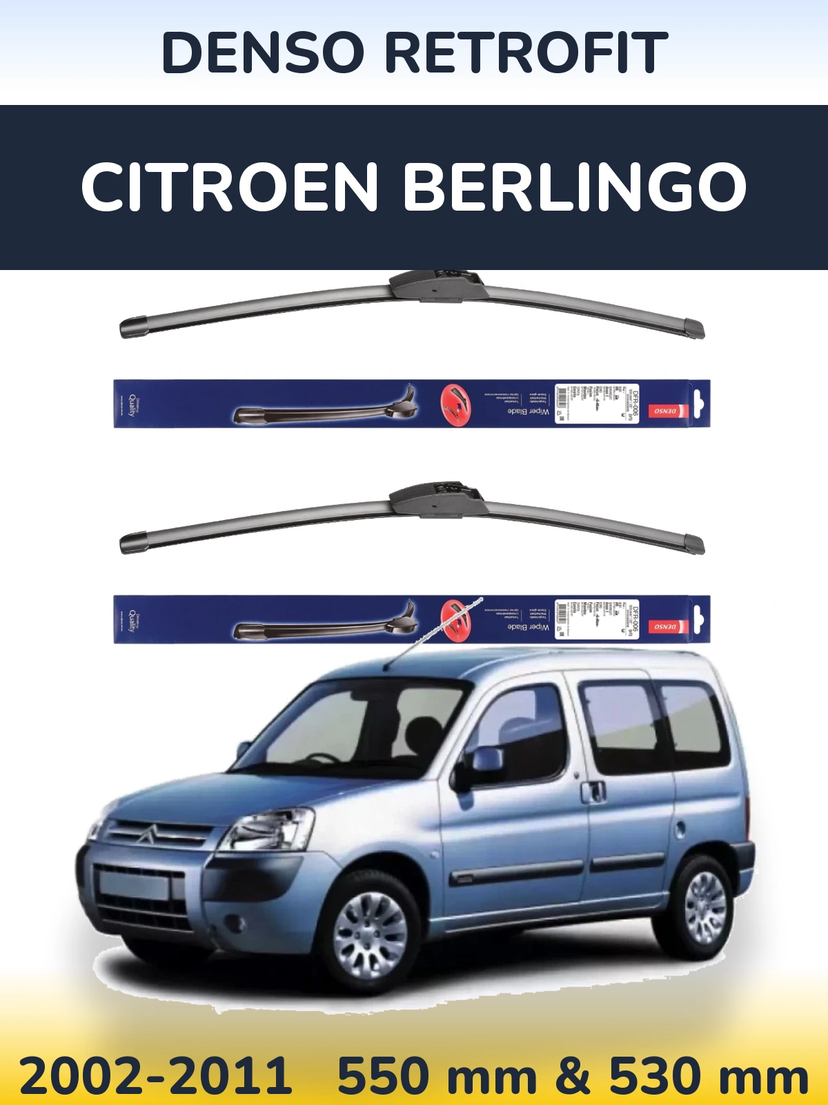Комплект передних дворников Denso Retrofit 550 & 530 мм для Citroen Berlingo 2002-2011