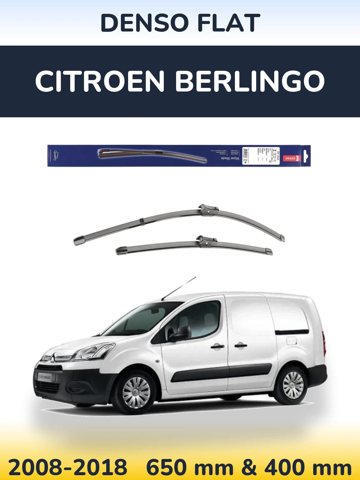 Komplet przednich wycieraczek Denso Flat 650 & 400 mm do Citroen Berlingo 2008-2018