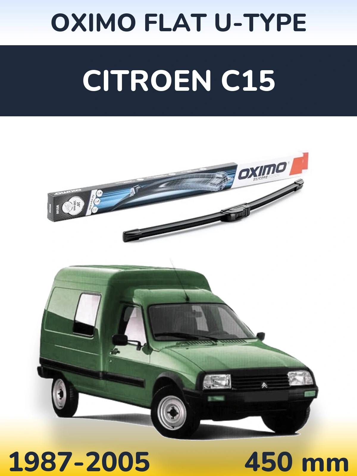 Przednia wycieraczka Oximo Flat U-type 450 mm do Citroen C15 1987-2005