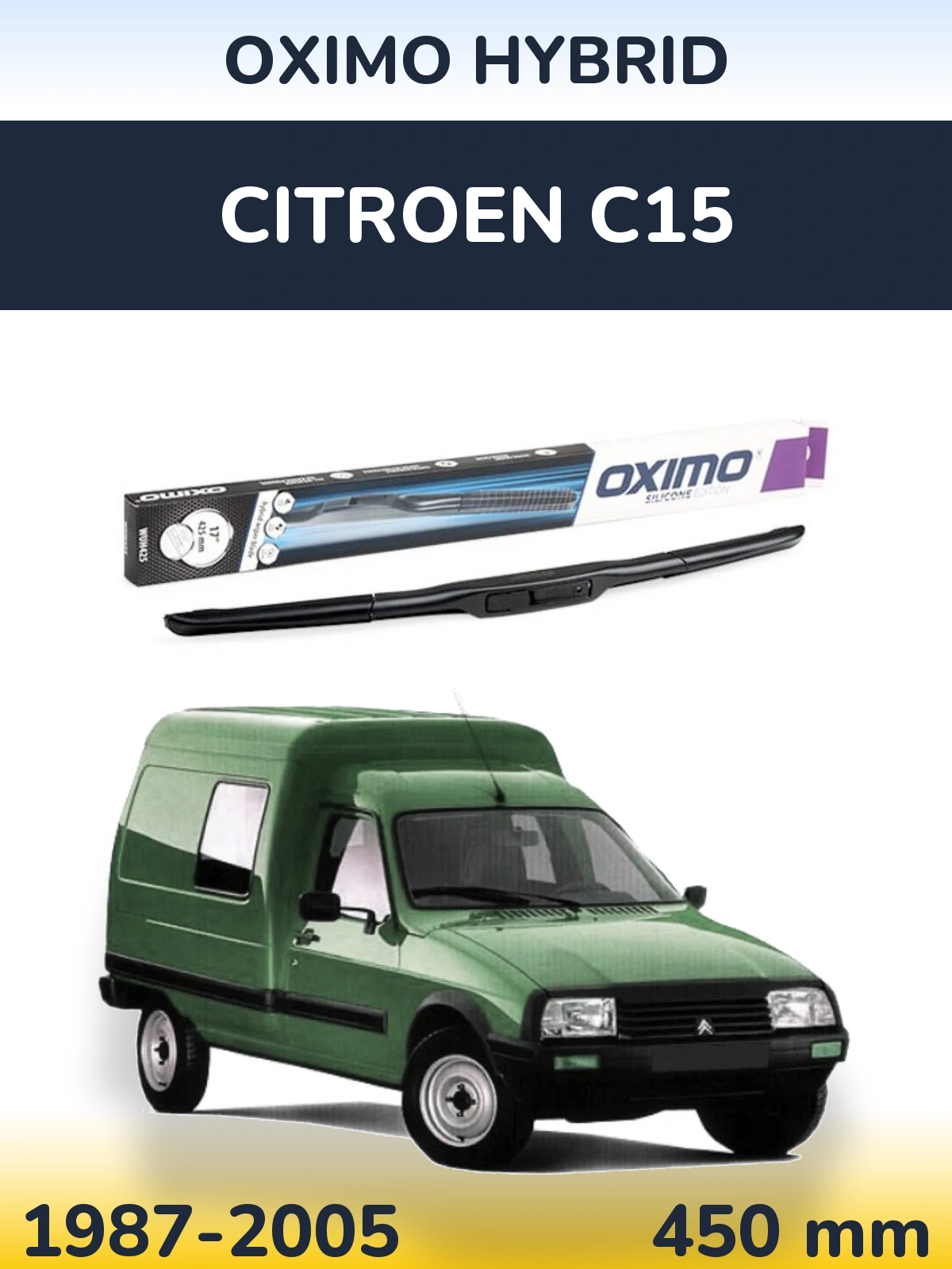 Przednia wycieraczka Oximo Hybrid 450 mm do Citroen C15 1987-2005