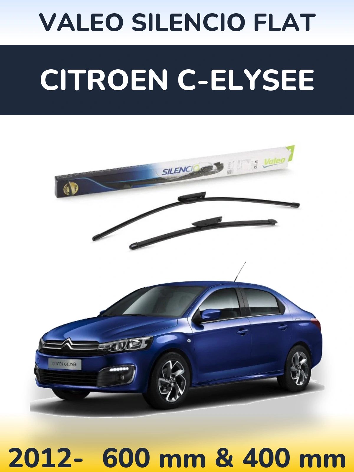 Komplet przednich wycieraczek Valeo Silencio Flat 600 & 400 mm do Citroen C-Elysee 2012-2026