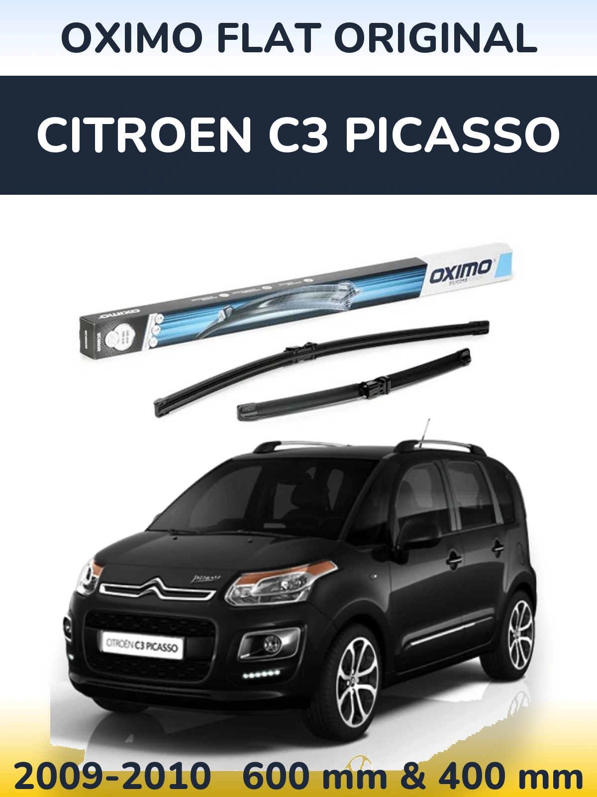 Komplet przednich wycieraczek Oximo Flat Original 600 & 400 mm do Citroen C3 Picasso 2009-2010
