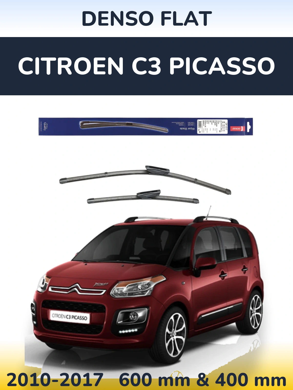 Комплект передних дворников Denso Flat 600 & 400 мм для Citroen C3 Picasso 2010-2017