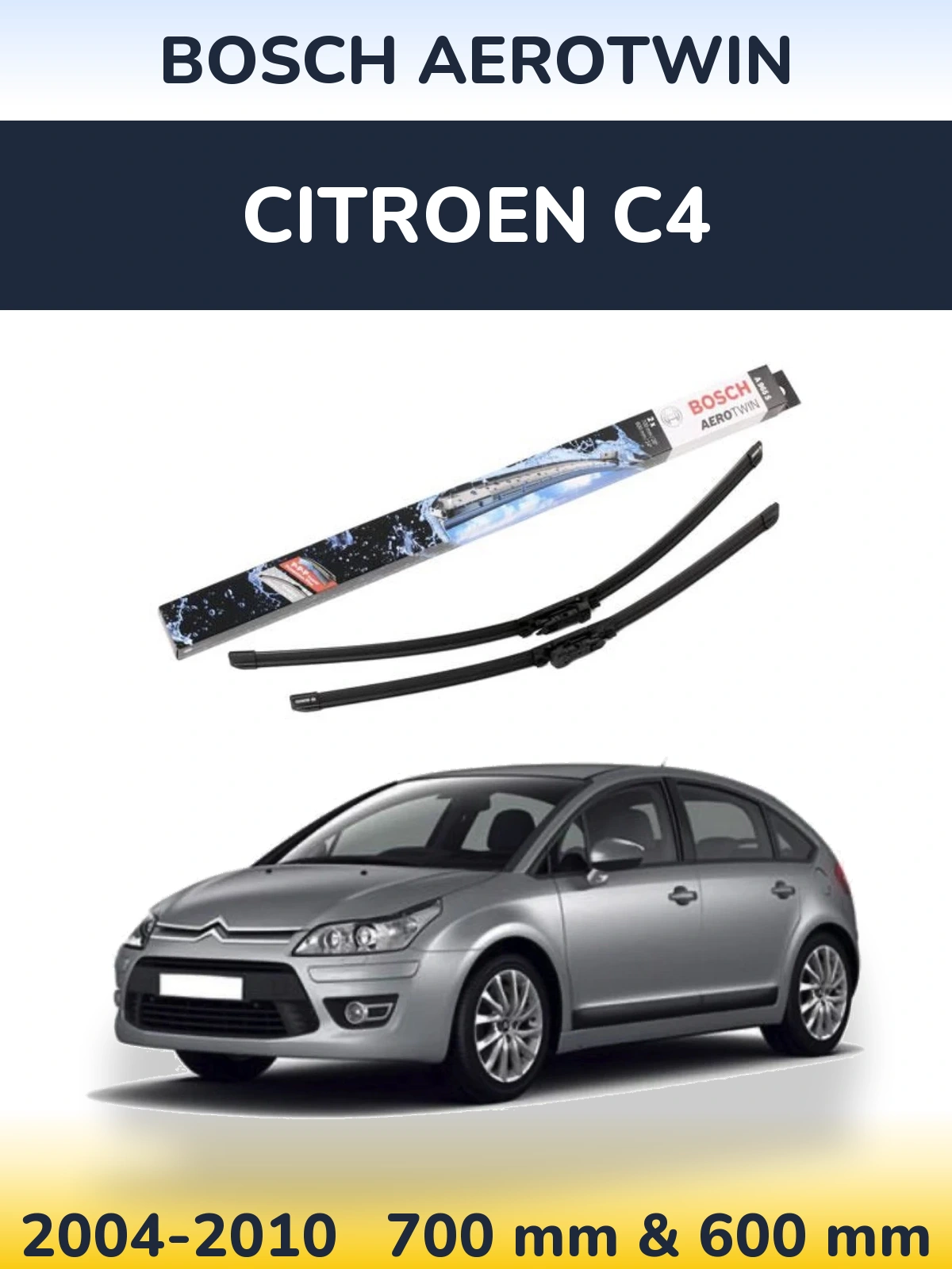 Komplet przednich wycieraczek BOSCH AeroTwin 700 & 600 mm do Citroen C4 2004-2010