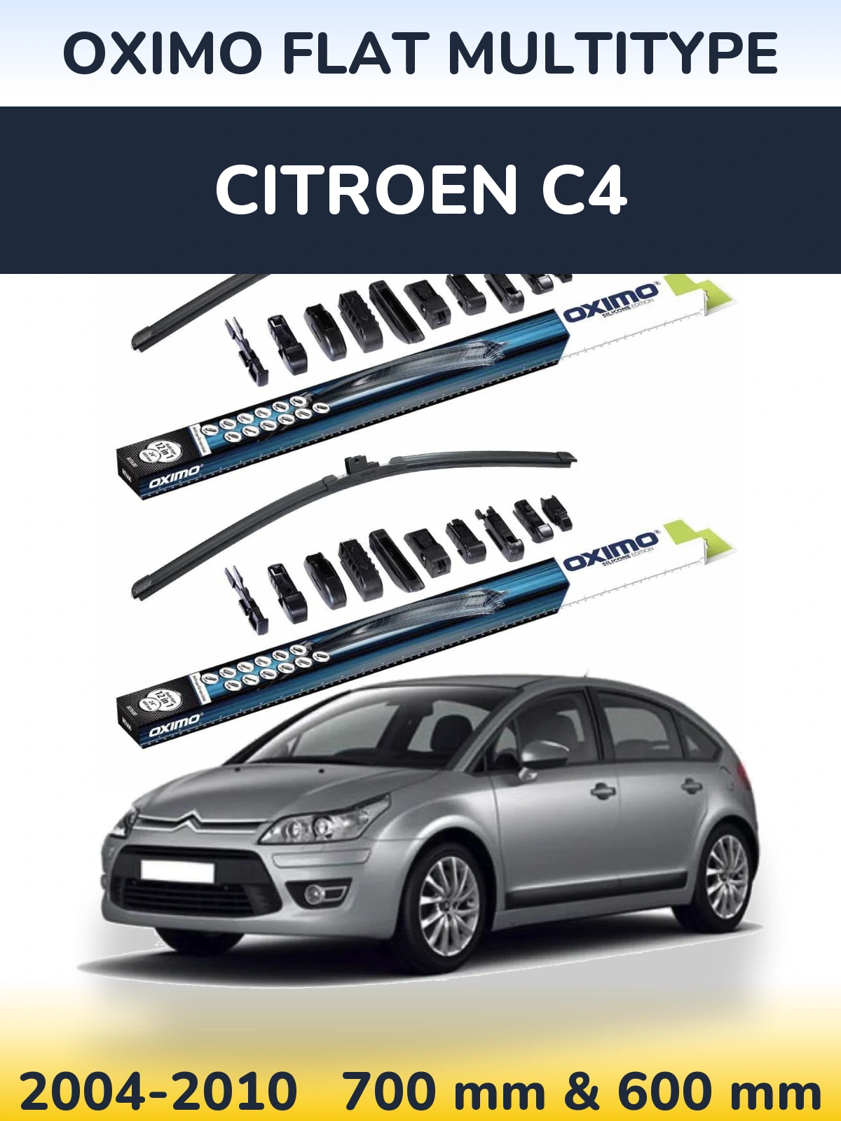 Комплект передних дворников Oximo Flat MultiТипe 700 & 600 мм для Citroen C4 2004-2010