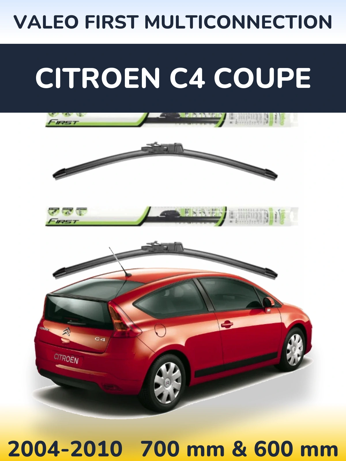 Komplet przednich wycieraczek Valeo First MultiConnection 700 & 600 mm do Citroen C4 Coupe 2004-2010