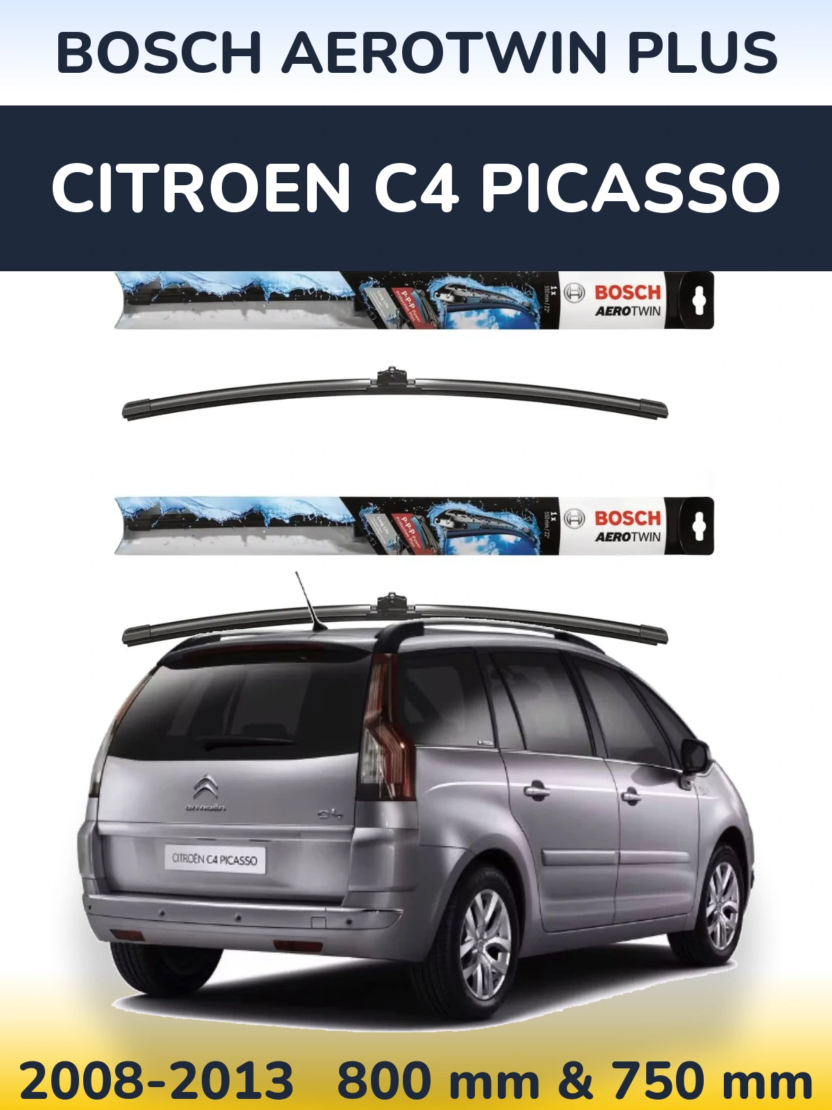 Комплект передних дворников BOSCH AeroTwin Plus 800 & 750 мм для Citroen C4 Picasso 2008-2013