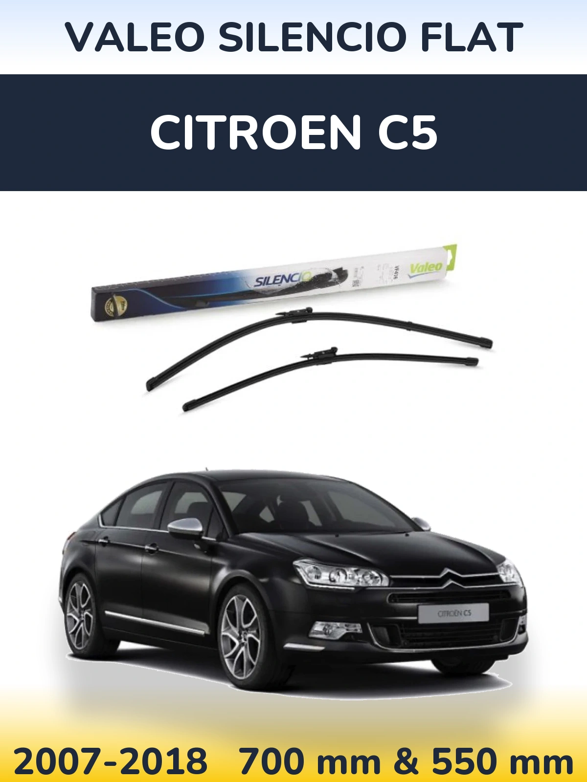 Komplet przednich wycieraczek Valeo Silencio Flat 700 & 550 mm do Citroen C5 2007-2018