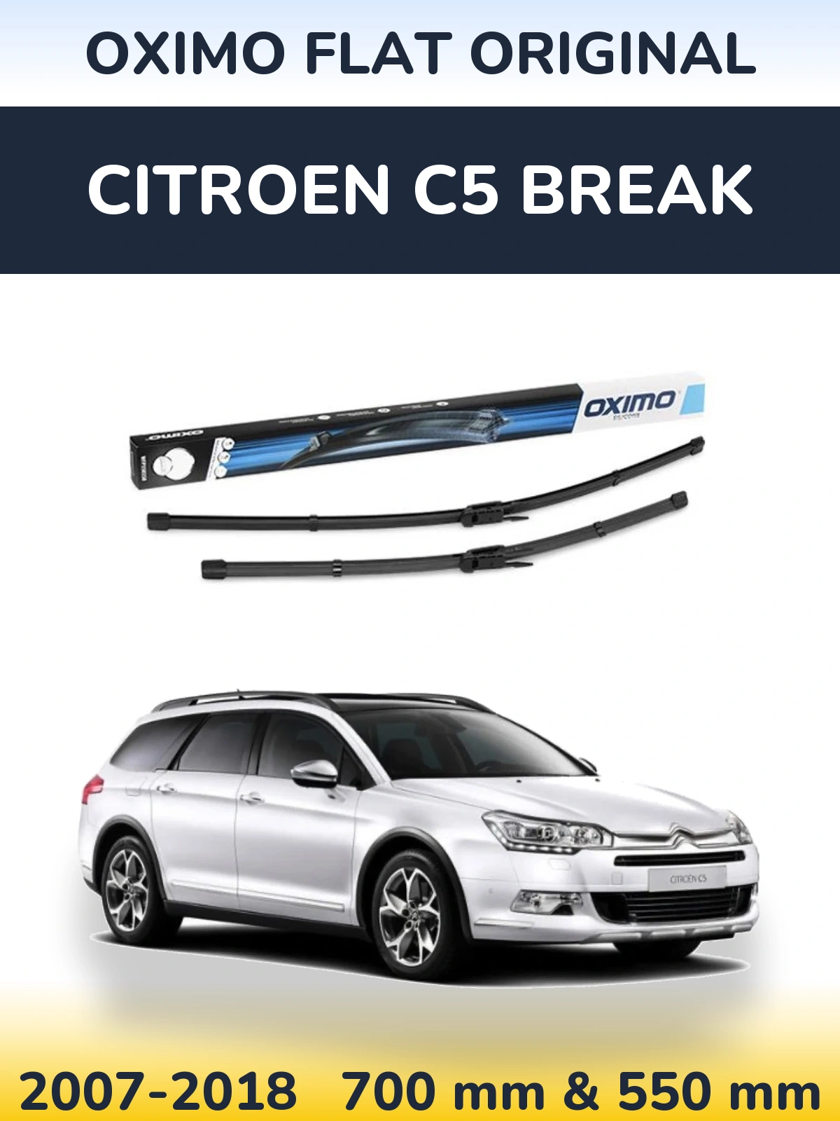 Komplet przednich wycieraczek Oximo Flat Original 700 & 550 mm do Citroen C5 Break 2007-2018