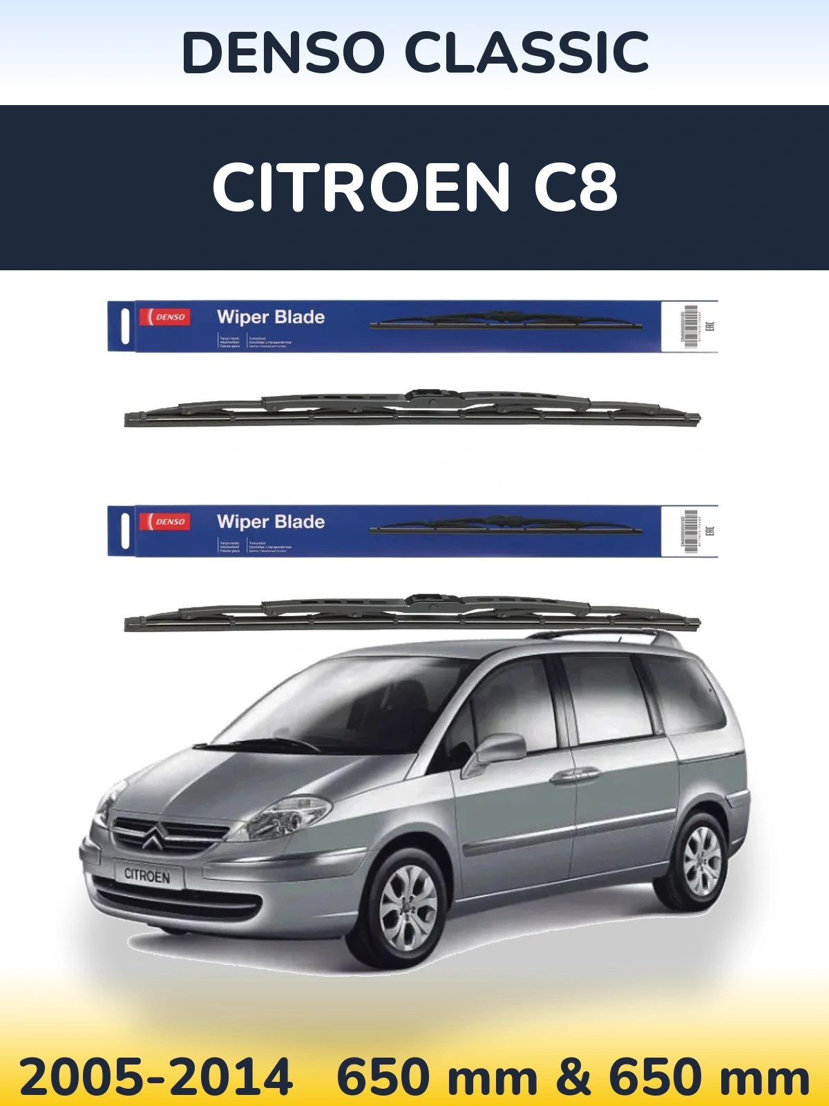 Komplet przednich wycieraczek Denso Classic 650 & 650 mm do Citroen C8 2005-2014