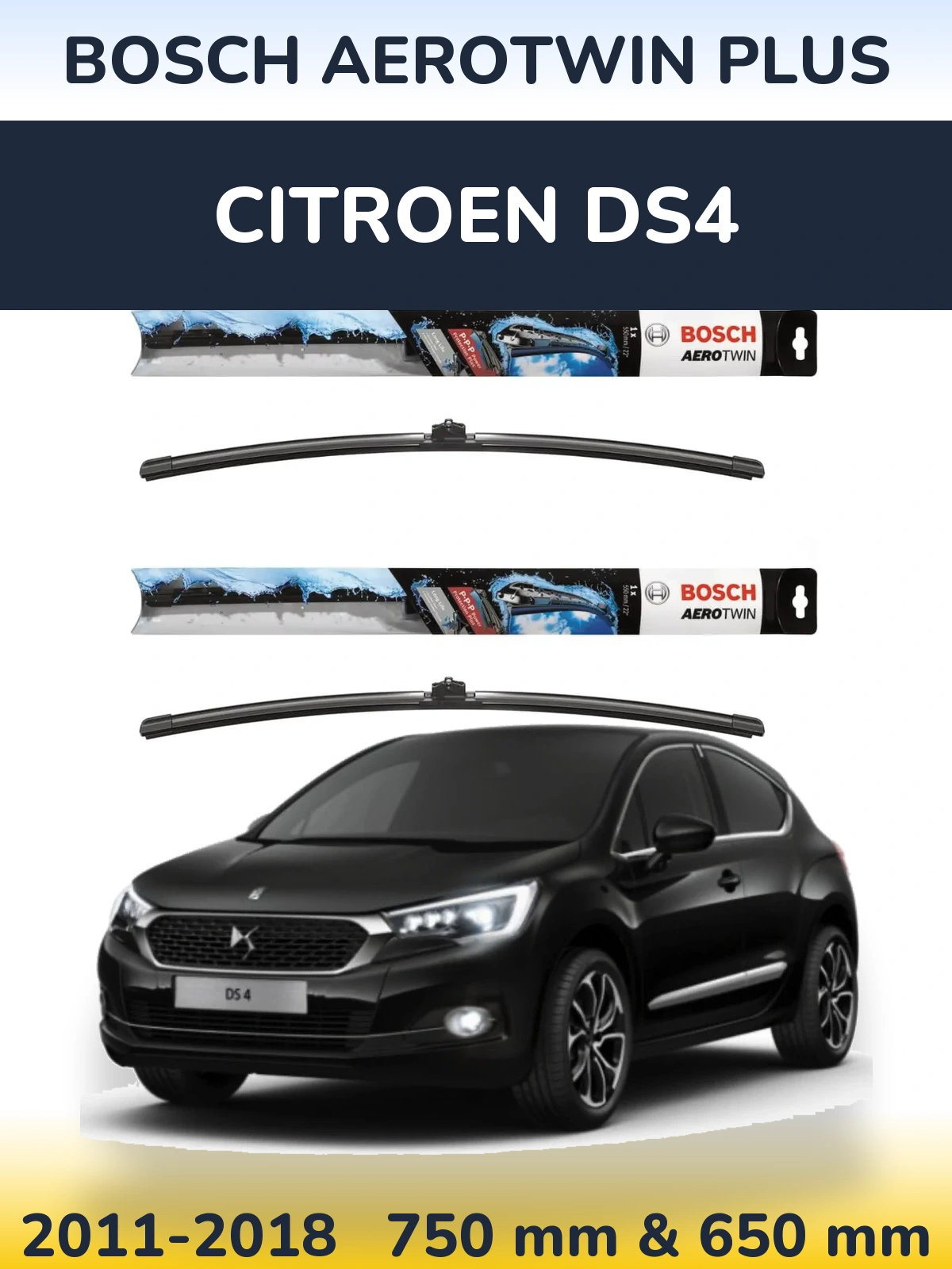 Комплект передних дворников BOSCH AeroTwin Plus 750 & 650 мм для Citroen DS4 2011-2018