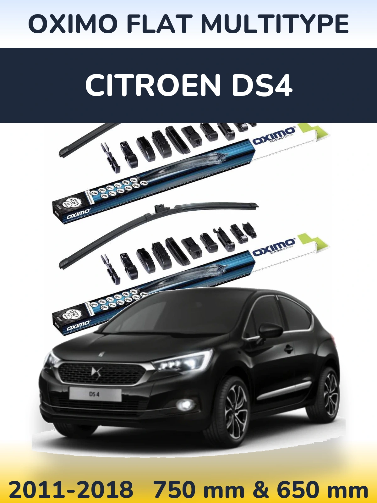 Komplet przednich wycieraczek Oximo Flat MultiType 750 & 650 mm do Citroen DS4 2011-2018