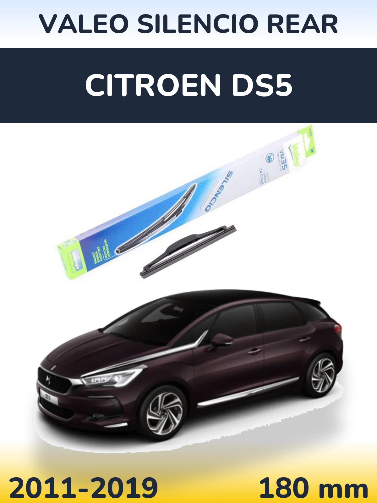 Задний дворник Valeo Silencio Rear 180 мм для Citroen DS5 2011-2019