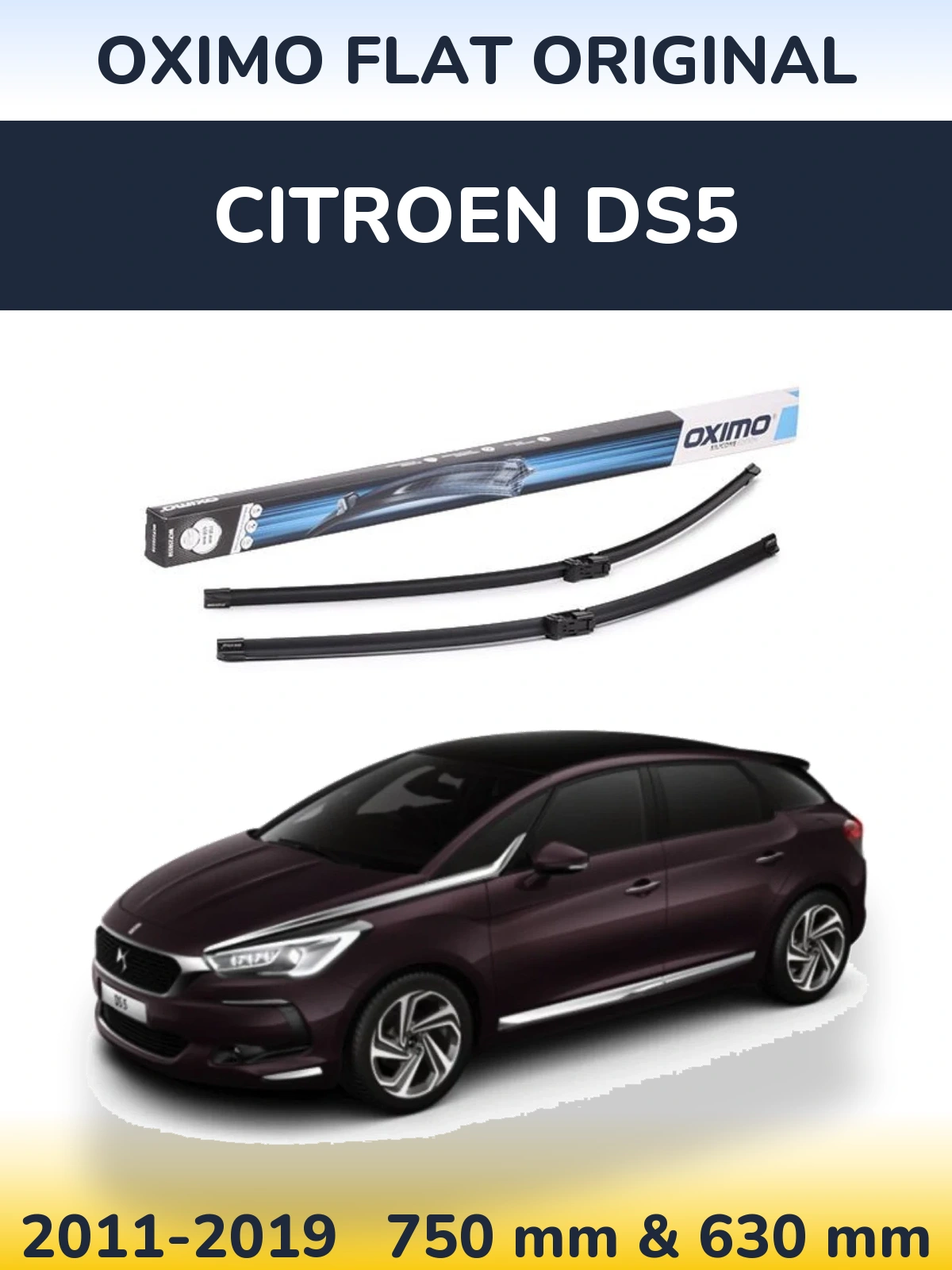 Комплект передних дворников Oximo Flat Original 750 & 650 мм для Citroen DS5 2011-2019