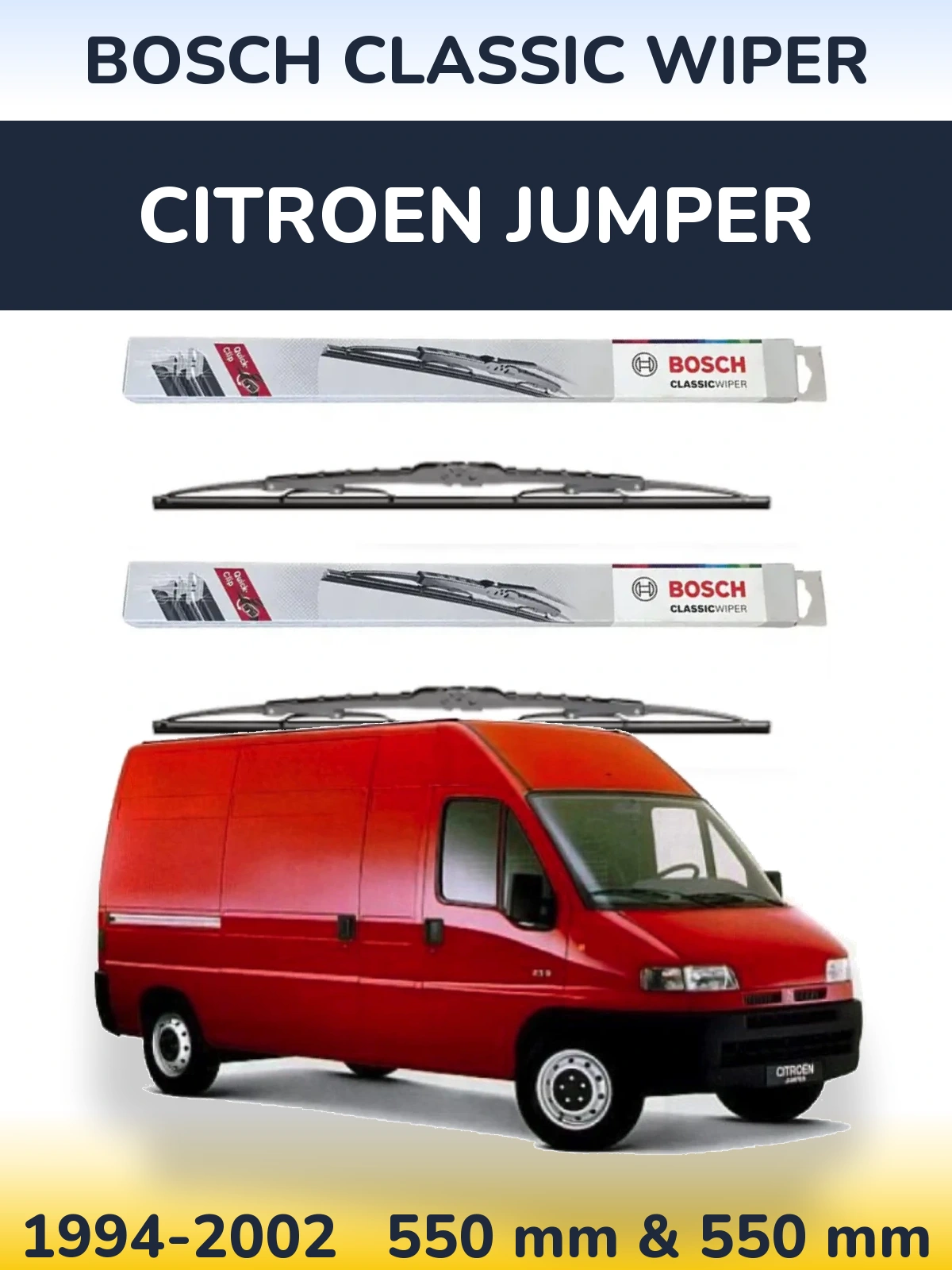 Комплект передних дворников BOSCH Classic Wiper 550 & 550 мм для Citroen Jumper 1994-2002