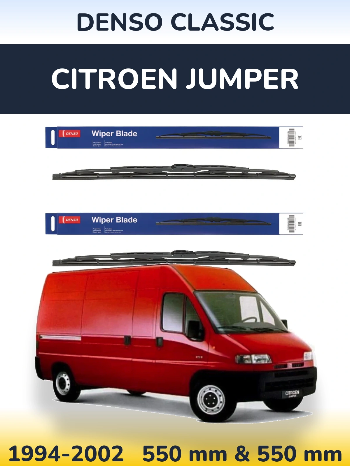 Komplet przednich wycieraczek Denso Classic 550 & 550 mm do Citroen Jumper 1994-2002