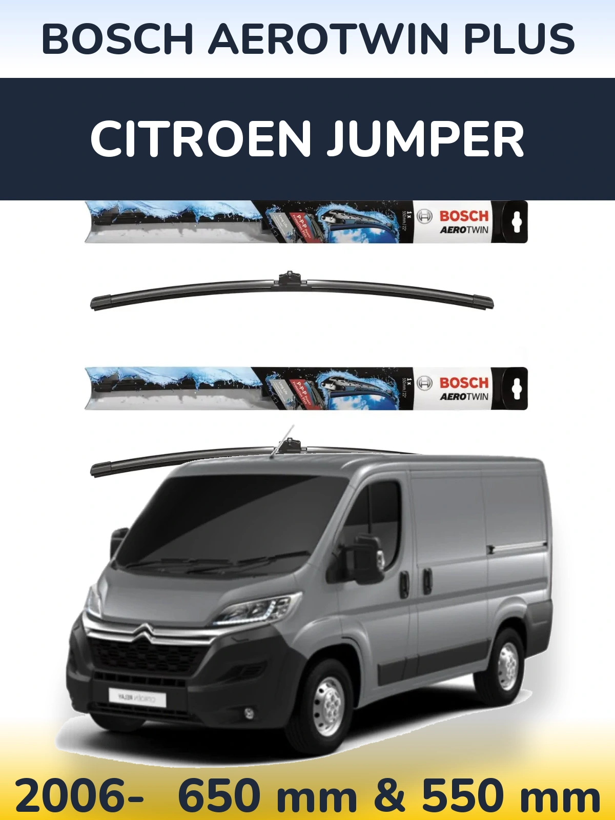 Komplet przednich wycieraczek BOSCH AeroTwin Plus 650 & 550 mm do Citroen Jumper 2006-2026