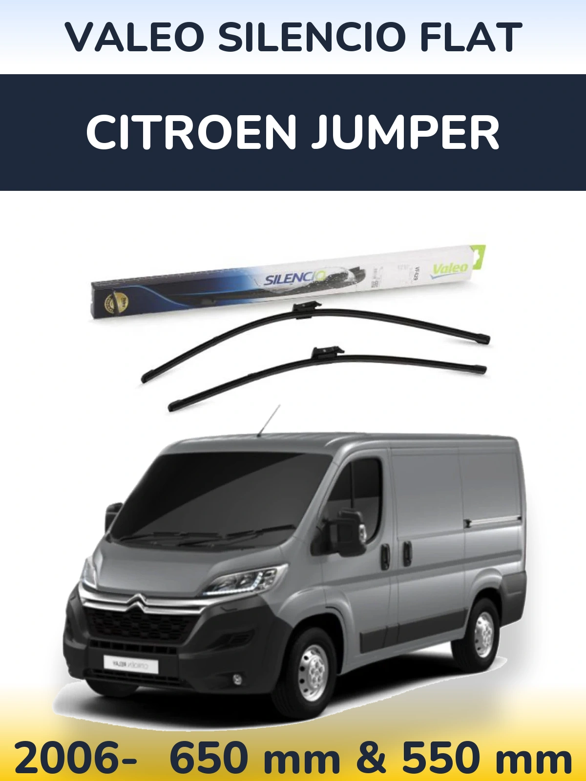 Komplet przednich wycieraczek Valeo Silencio Flat 650 & 550 mm do Citroen Jumper 2006-2026