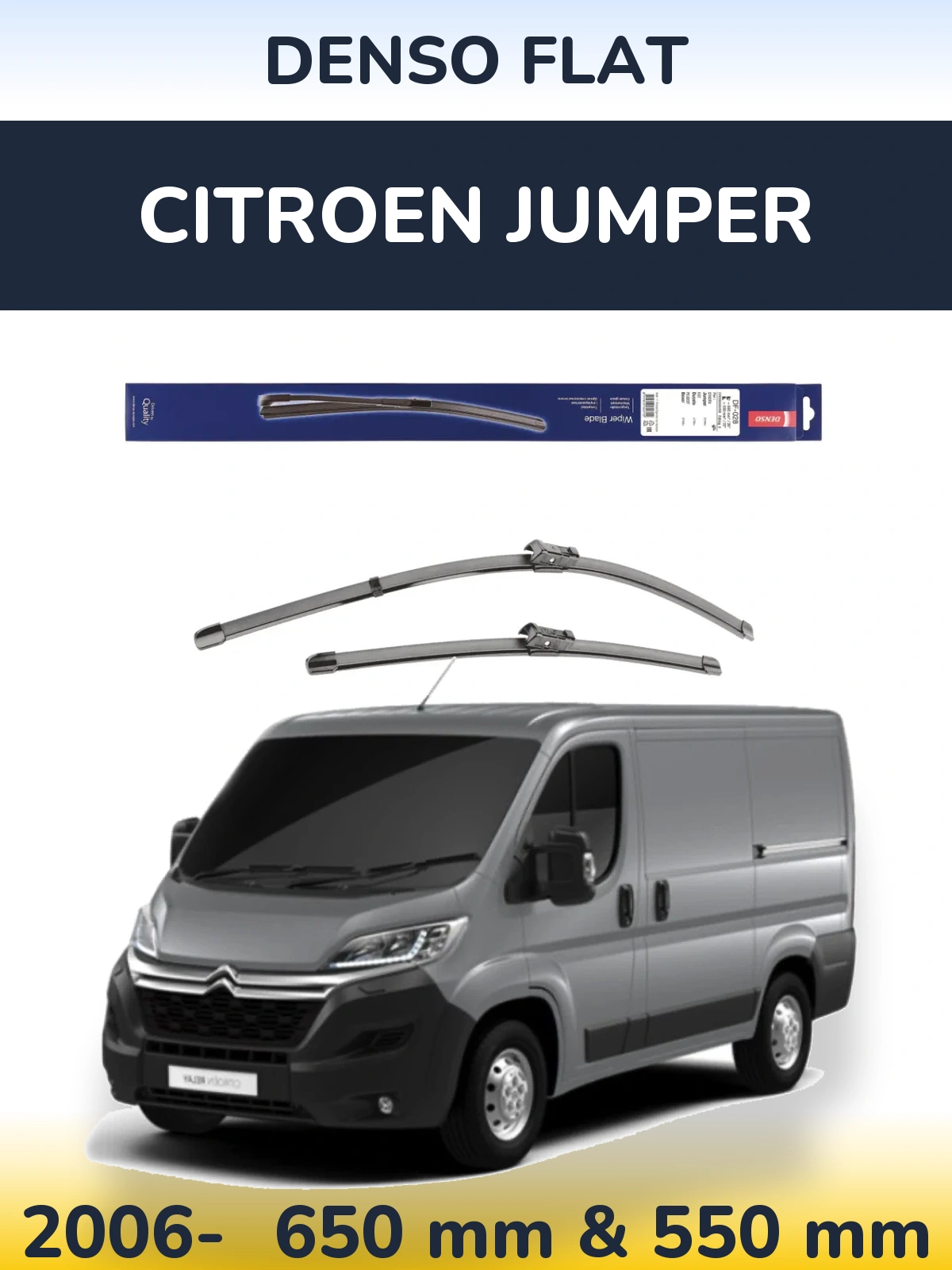 Комплект передних дворников Denso Flat 650 & 550 мм для Citroen Jumper 2006-2026