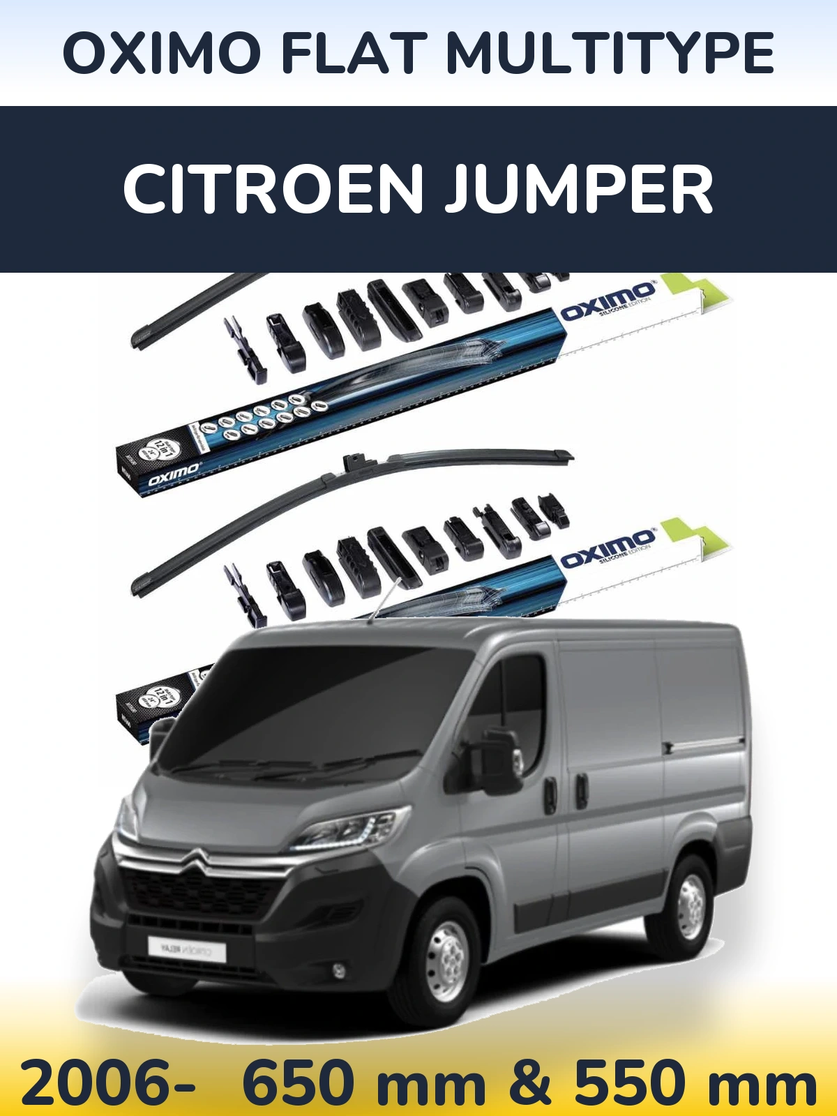 Komplet przednich wycieraczek Oximo Flat MultiType 650 & 550 mm do Citroen Jumper 2006-2026