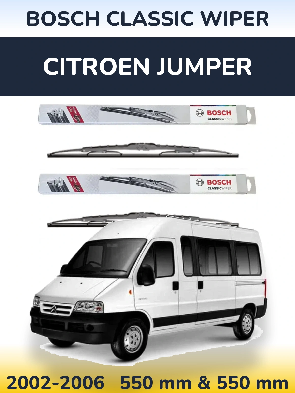 Комплект передних дворников BOSCH Classic Wiper 550 & 550 мм для Citroen Jumper 2002-2006