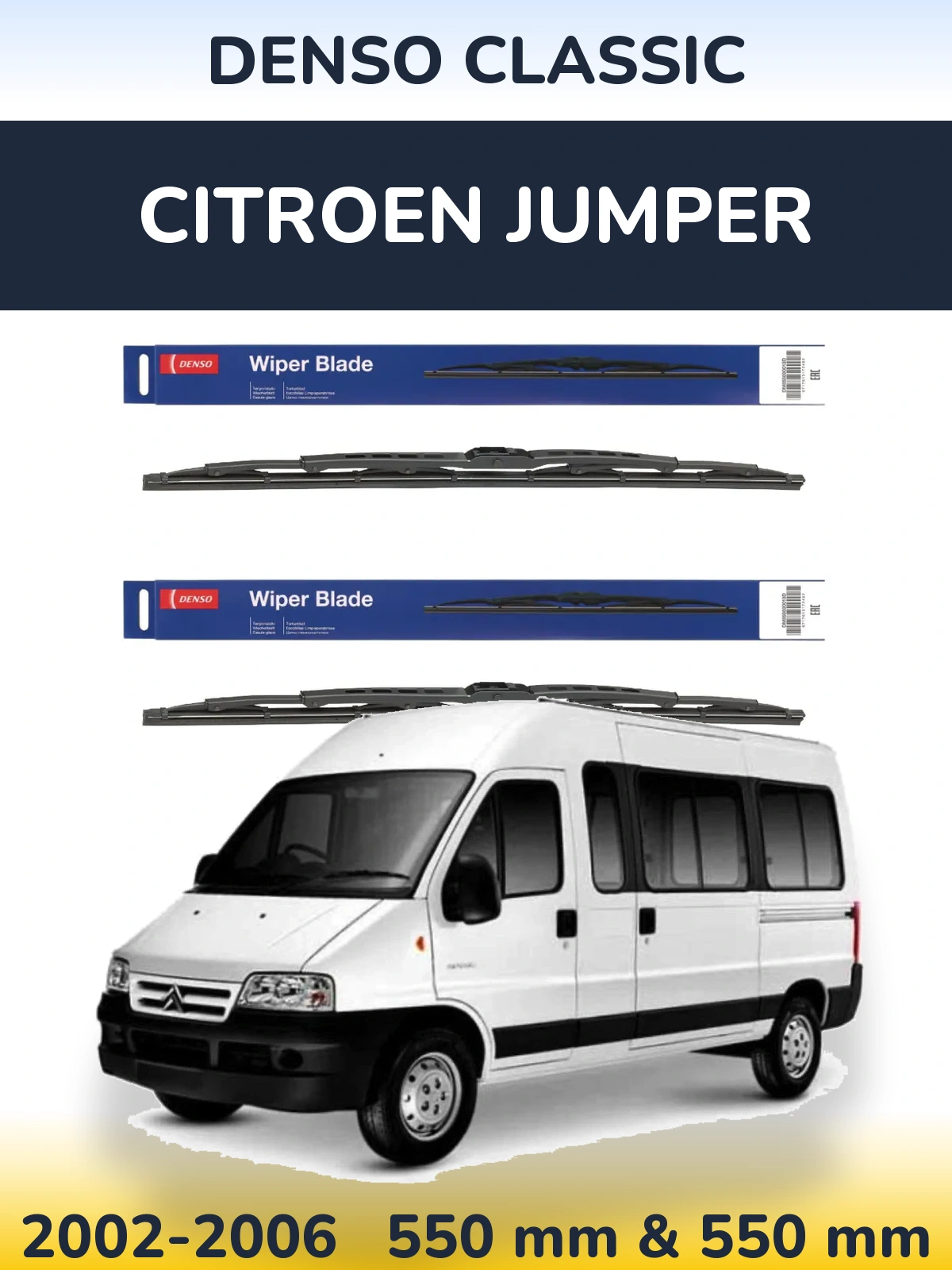 Komplet przednich wycieraczek Denso Classic 550 & 550 mm do Citroen Jumper 2002-2006