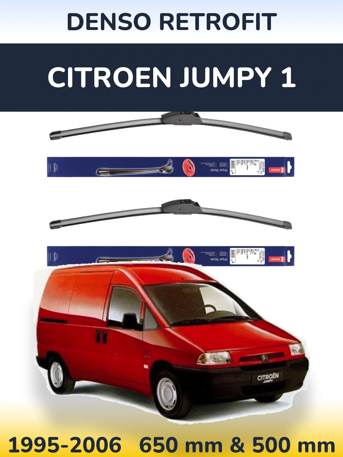 Komplet przednich wycieraczek Denso Retrofit 650 & 500 mm do Citroen Jumpy 1 1995-2006