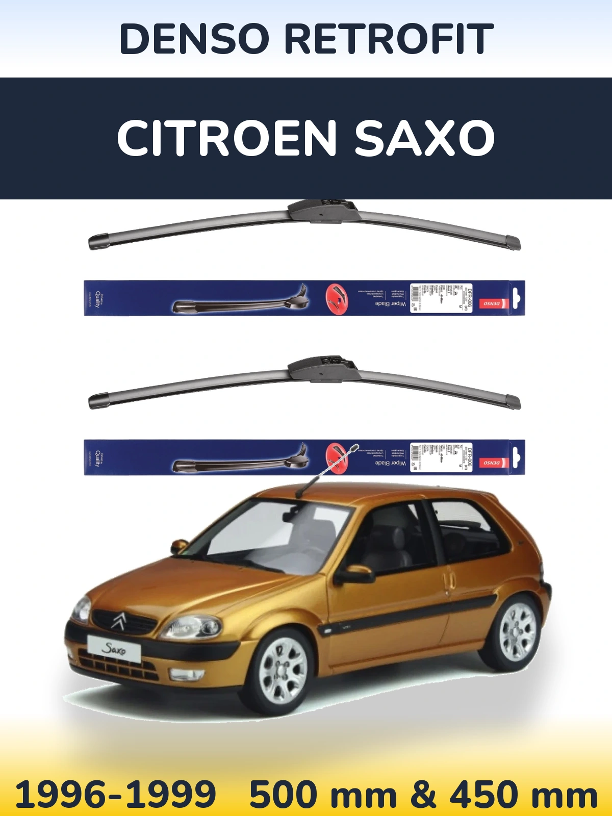 Komplet przednich wycieraczek Denso Retrofit 500 & 450 mm do Citroen Saxo 1996-1999