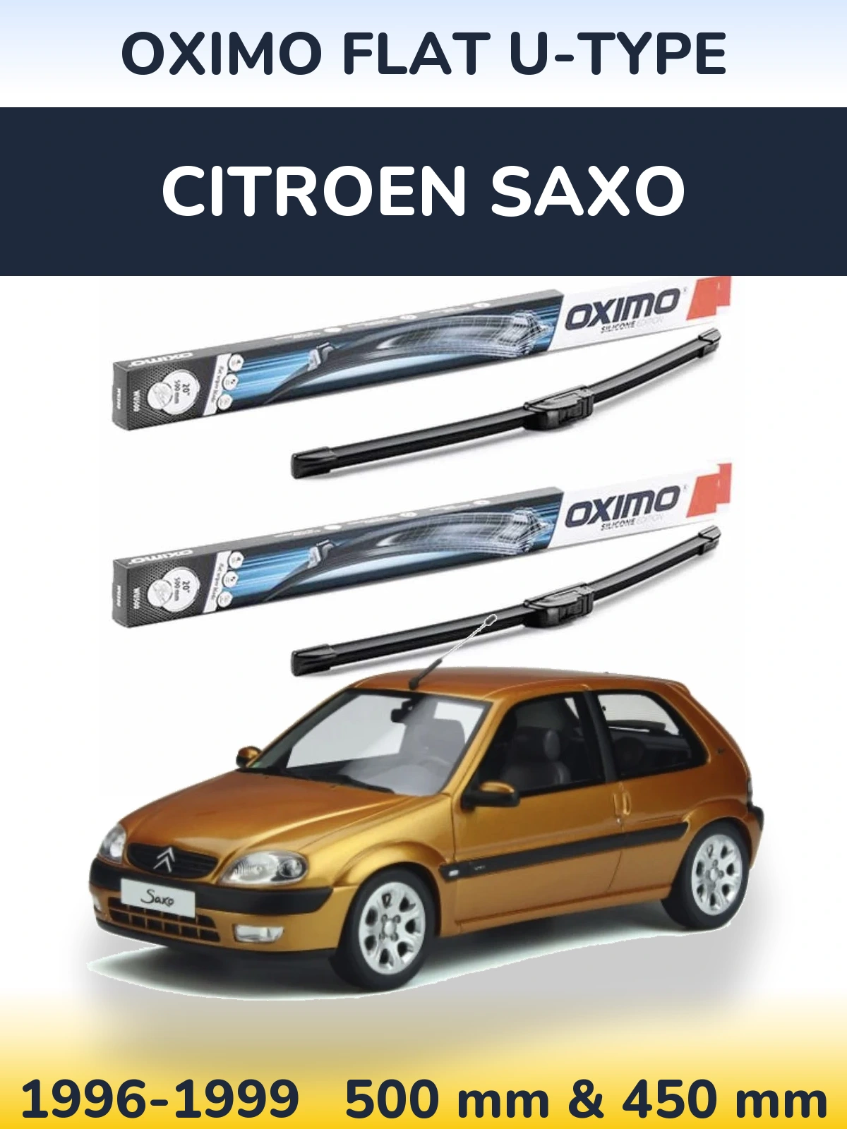 Komplet przednich wycieraczek Oximo Flat U-type 500 & 450 mm do Citroen Saxo 1996-1999
