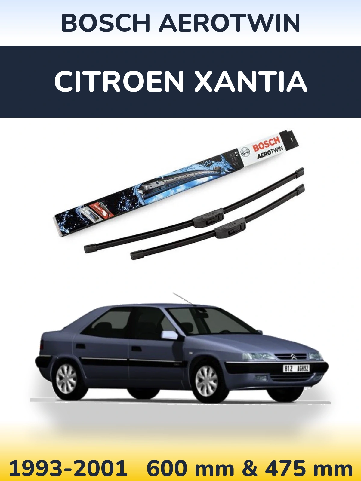 Komplet przednich wycieraczek BOSCH AeroTwin 600 & 475 mm do Citroen Xantia 1993-2001