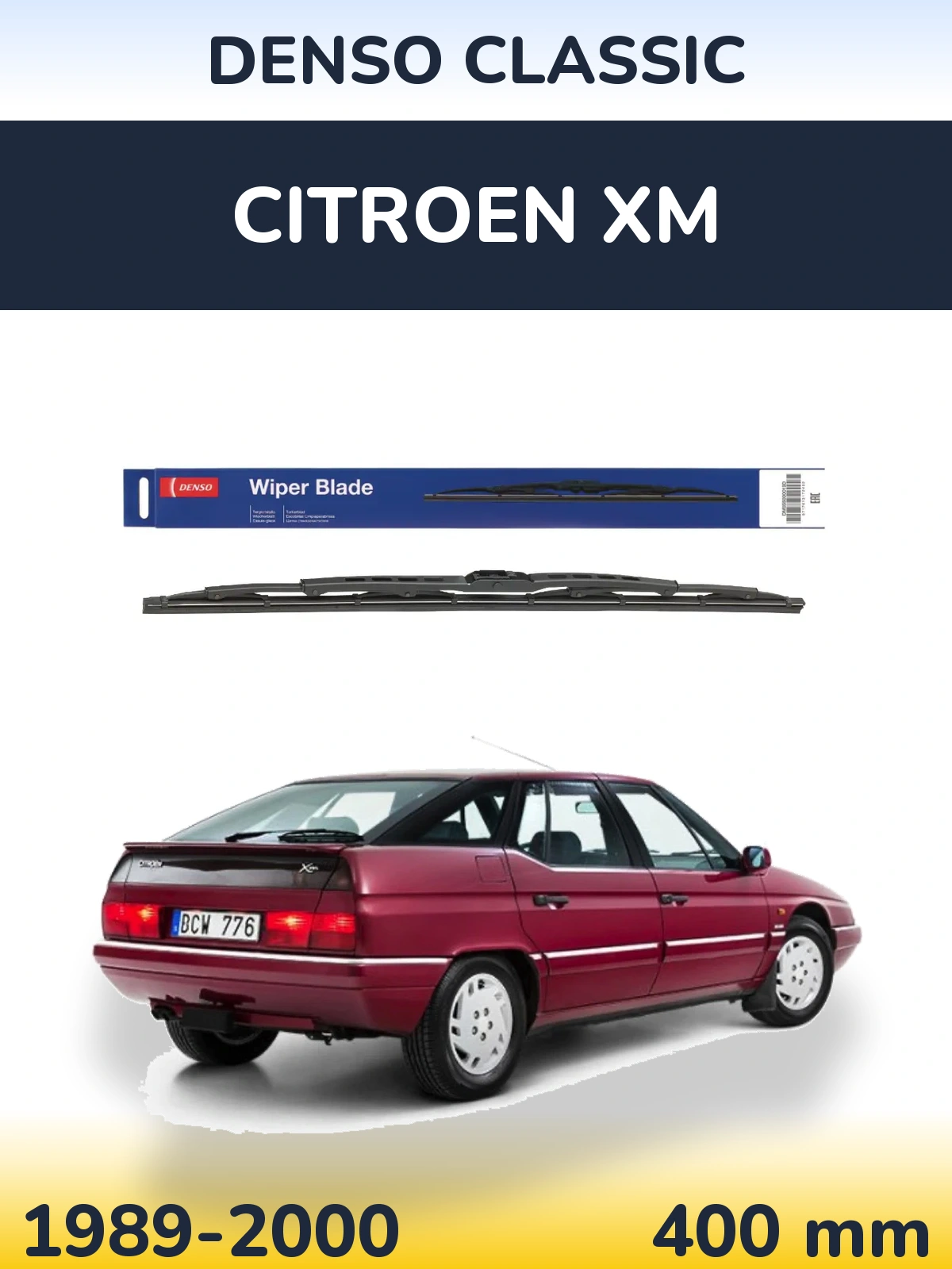 Rear wiper blade Denso Classic 400 mm for Citroen XM 1989-2000