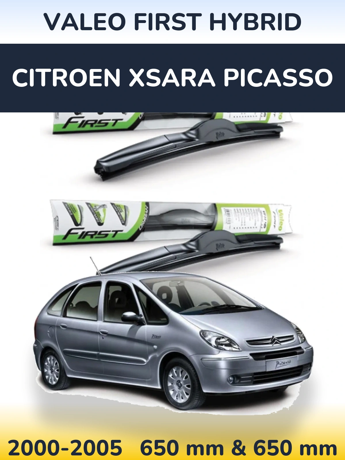 Komplet przednich wycieraczek Valeo First Hybrid 650 & 650 mm do Citroen Xsara Picasso 2000-2005