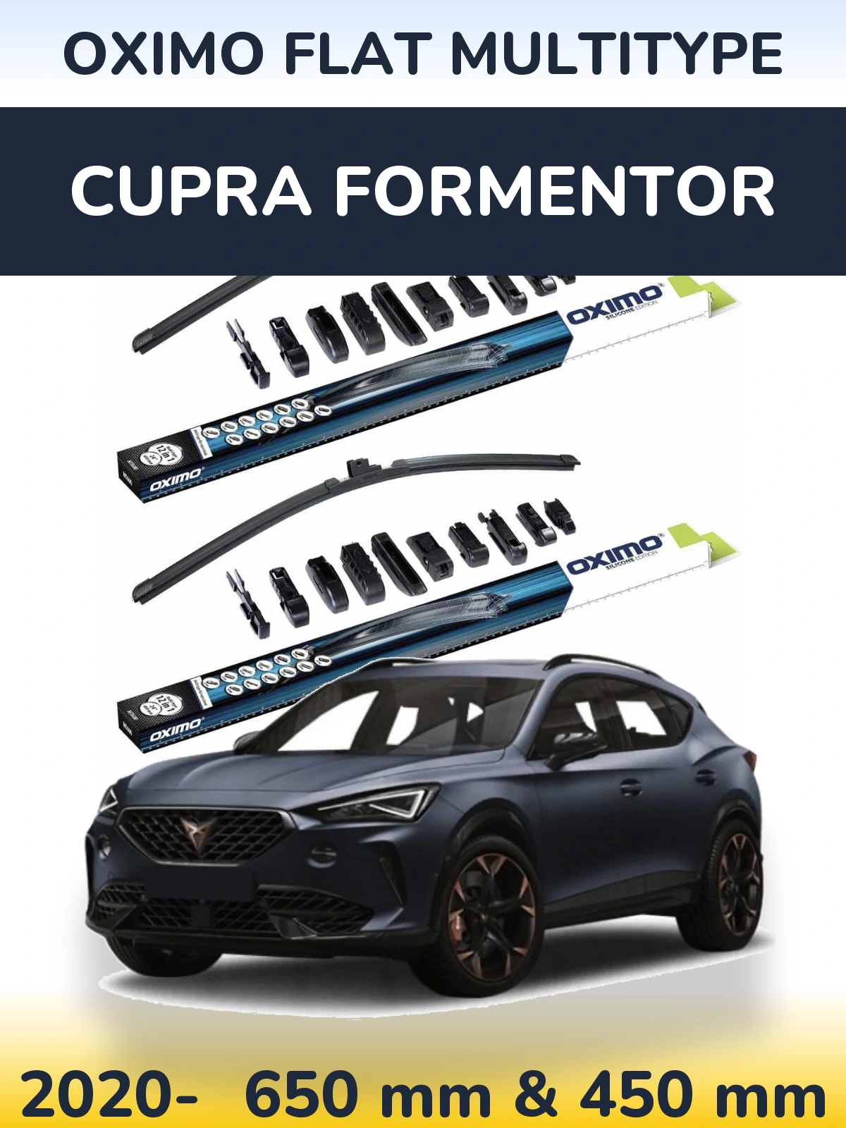 Komplet przednich wycieraczek Oximo Flat MultiType 650 & 450 mm do Cupra Formentor 2020-2026