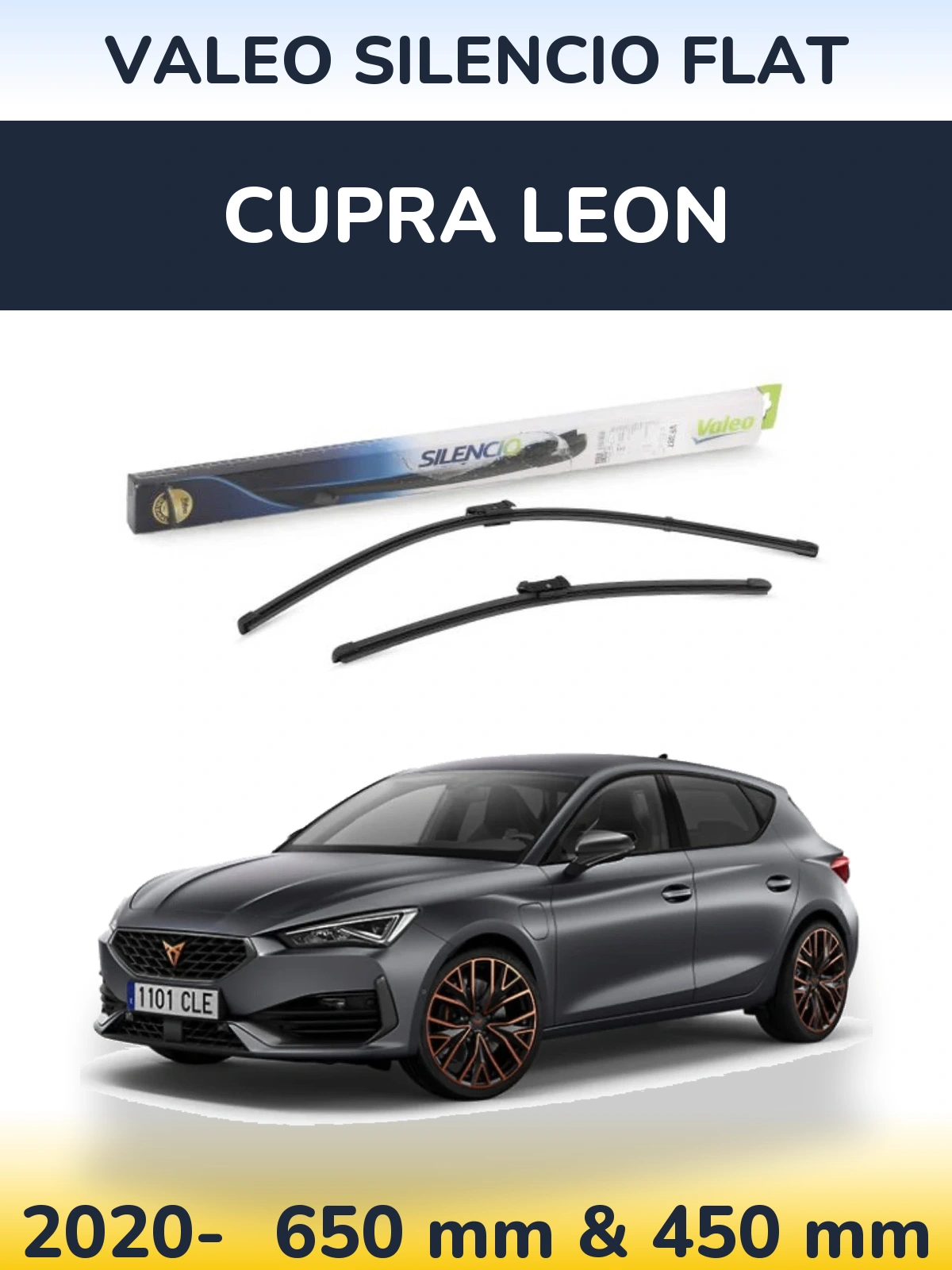 Komplet przednich wycieraczek Valeo Silencio Flat 650 & 450 mm do Cupra Leon 2020-2026