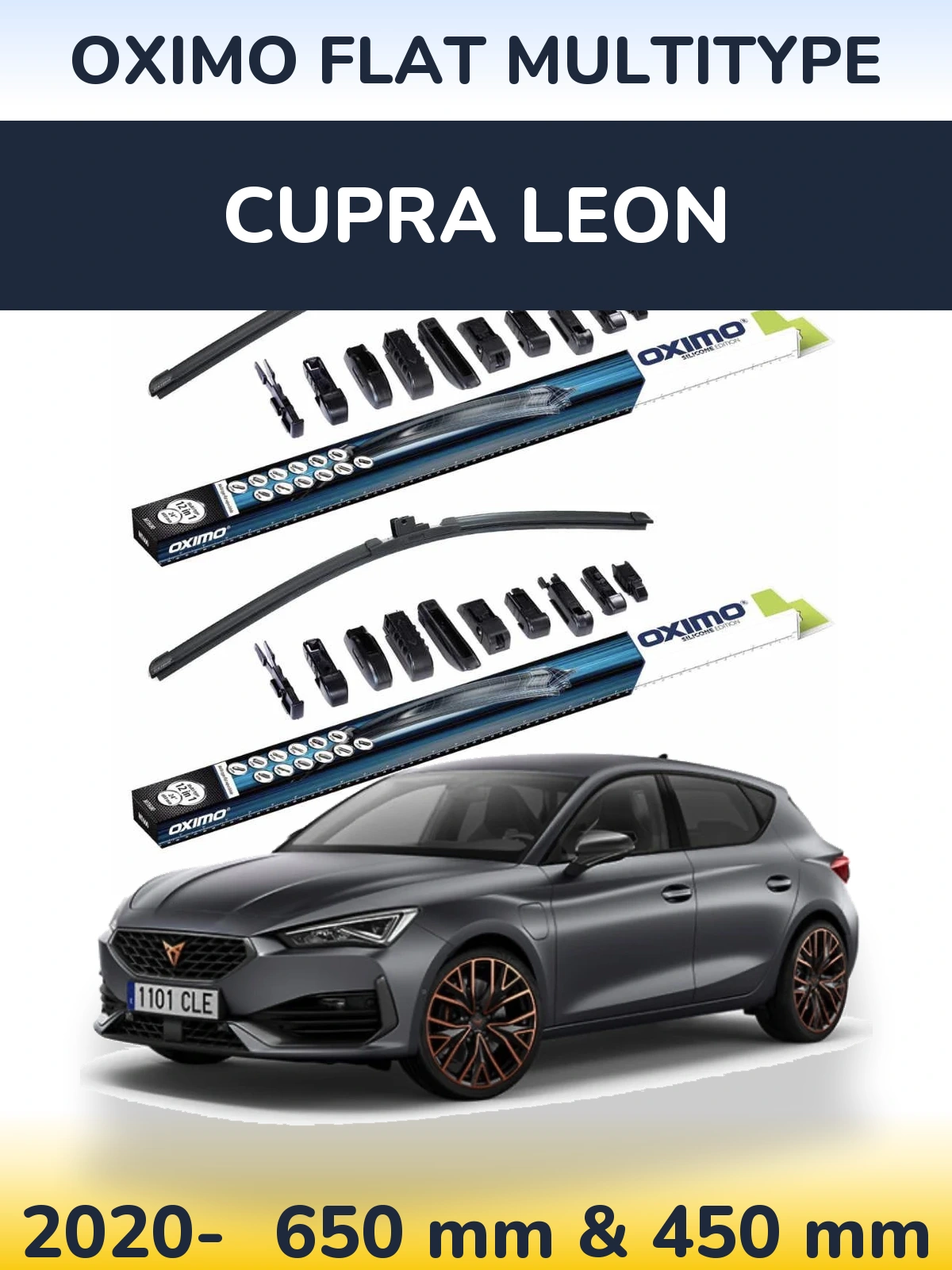 Komplet przednich wycieraczek Oximo Flat MultiType 650 & 450 mm do Cupra Leon 2020-2026