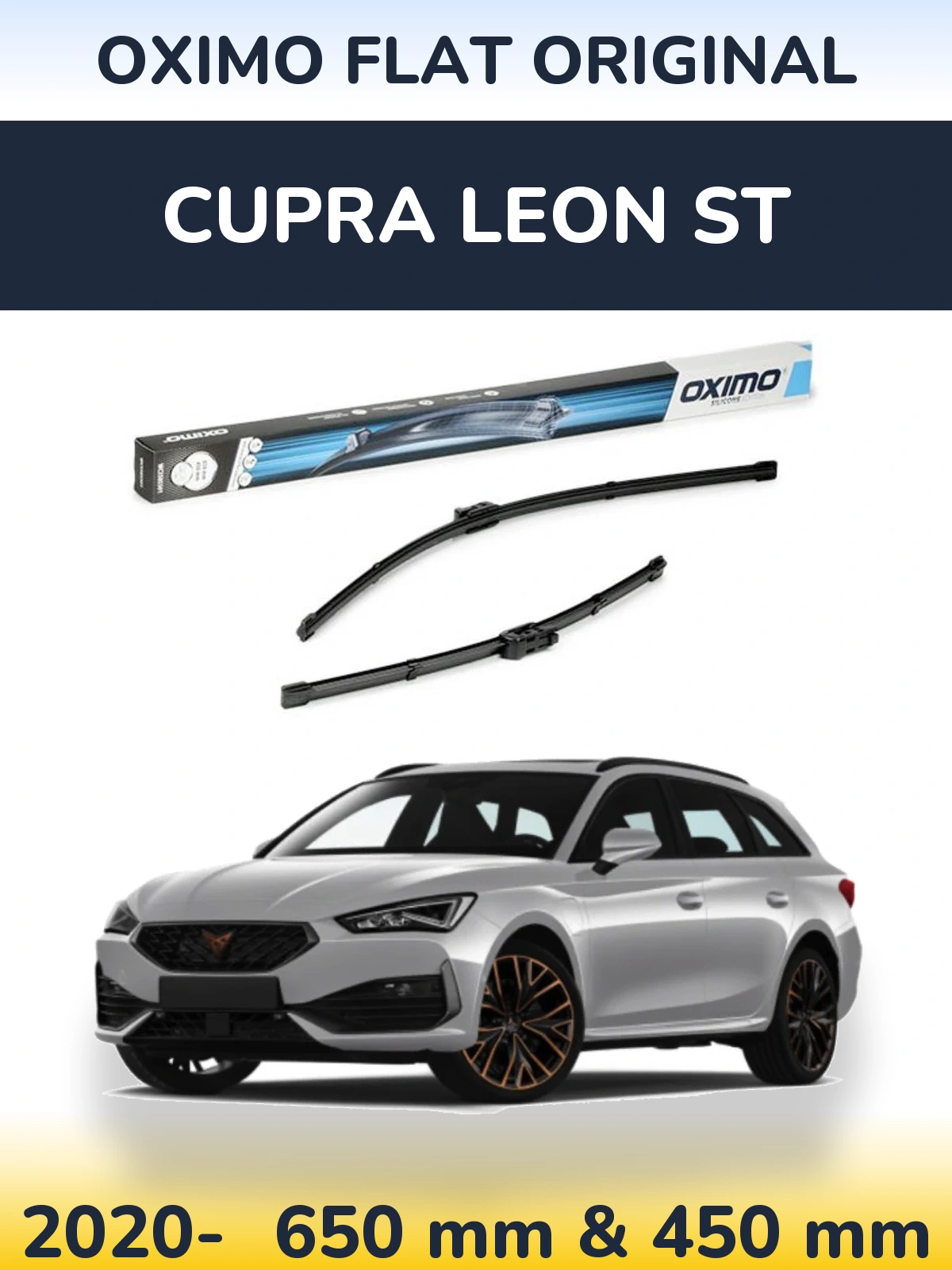 Komplet przednich wycieraczek Oximo Flat Original 650 & 450 mm do Cupra Leon ST 2020-2026