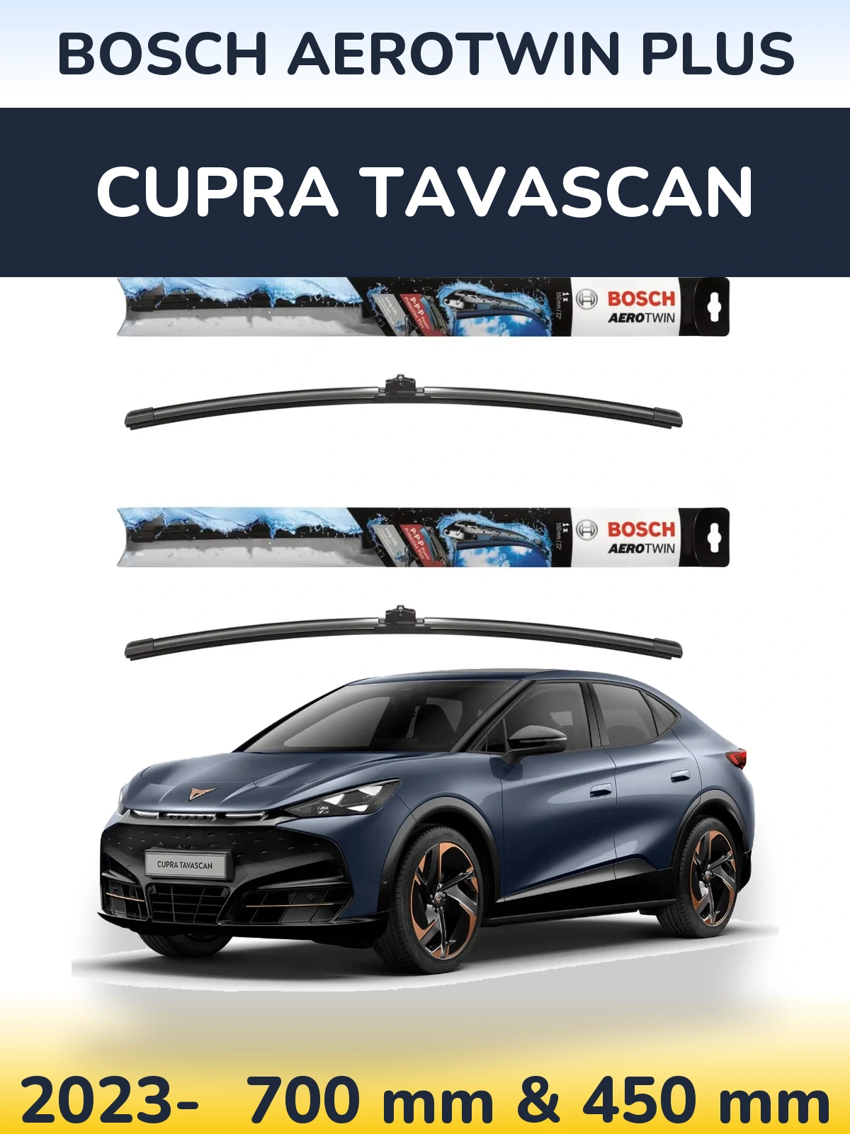 Комплект передних дворников BOSCH AeroTwin Plus 700 & 450 мм для Cupra Tavascan 2023-2026