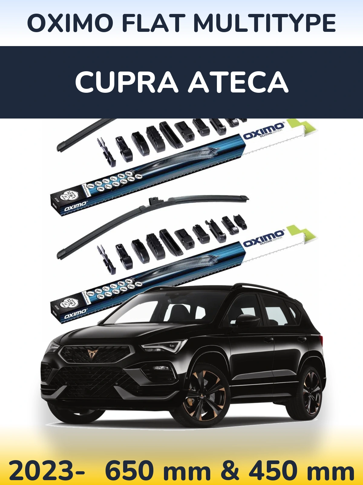 Komplet przednich wycieraczek Oximo Flat MultiType 650 & 450 mm do Cupra Ateca 2023-2026