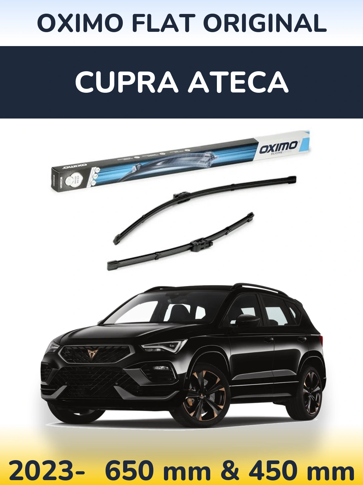 Комплект передних дворников Oximo Flat Original 650 & 450 мм для Cupra Ateca 2023-2026
