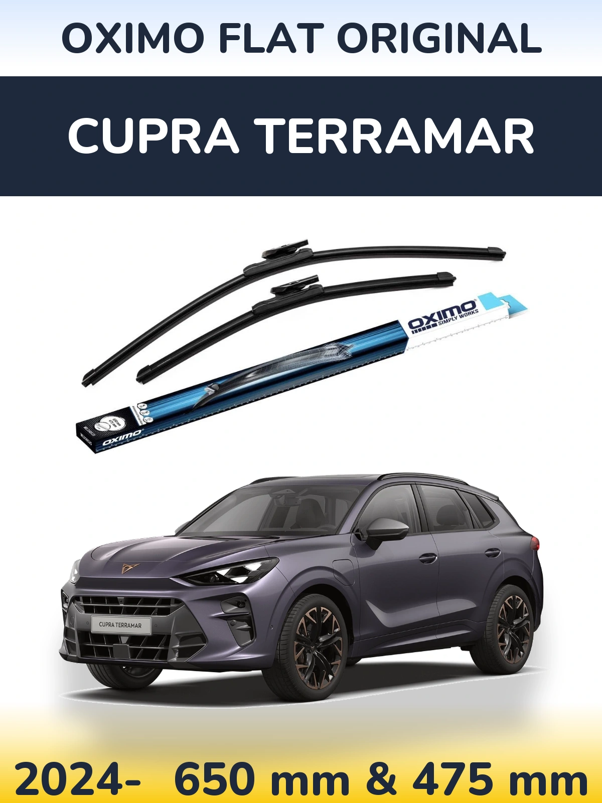 Komplet przednich wycieraczek Oximo Flat Original 650 & 475 mm do Cupra Terramar 2024-2026