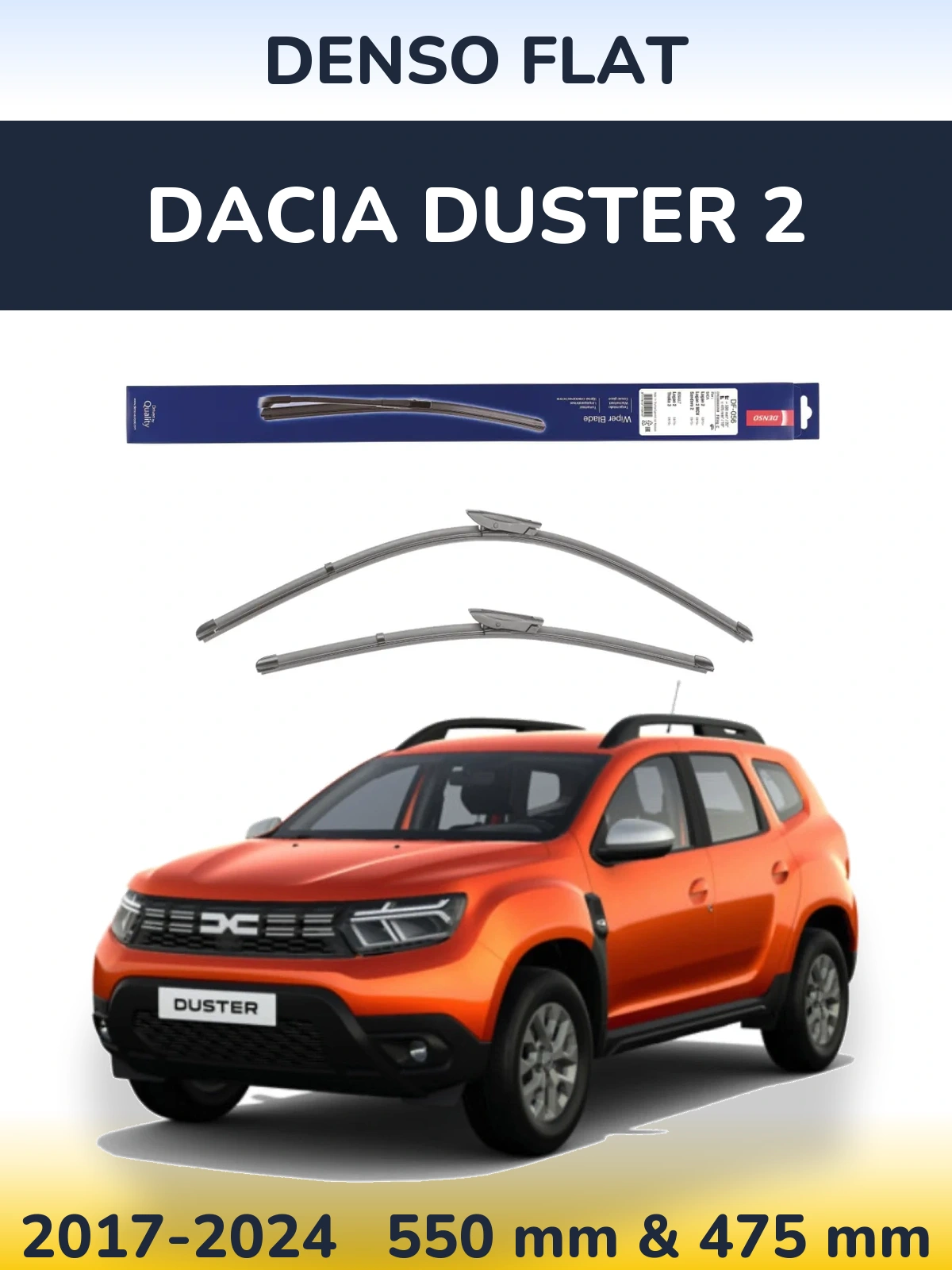 Komplet przednich wycieraczek Denso Flat 550 & 475 mm do Dacia Duster 2 2017-2024
