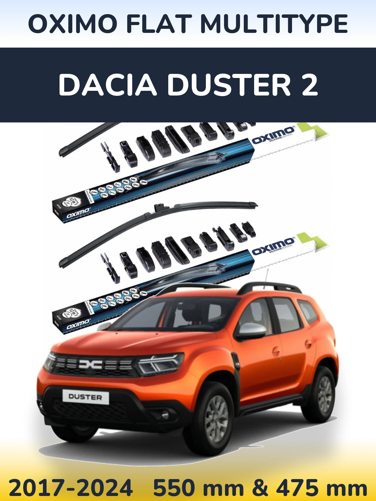 Komplet przednich wycieraczek Oximo Flat MultiType 550 & 475 mm do Dacia Duster 2 2017-2024